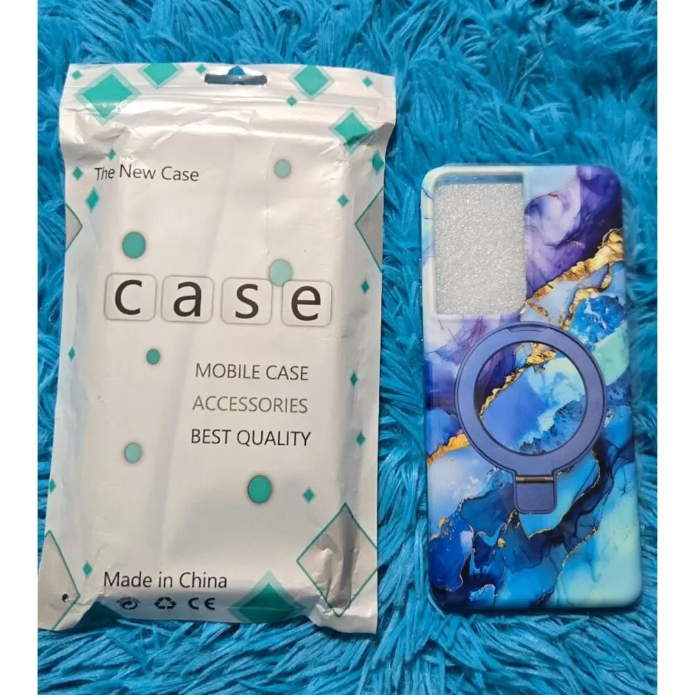 Samsung Galaxy S21 Ultra Case with Invisible Ring Stand Design Case- Purple/Blue
